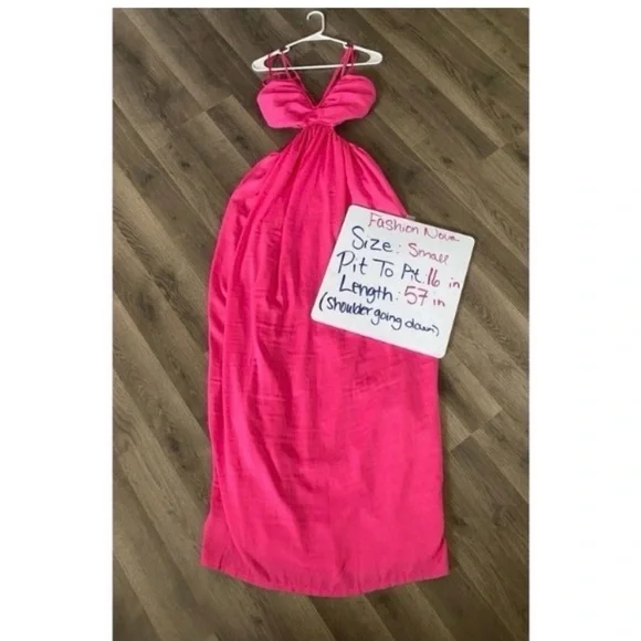 FASHION NOVA Hot Pink Cut Out Maxi Dress - Picture 9 of 10